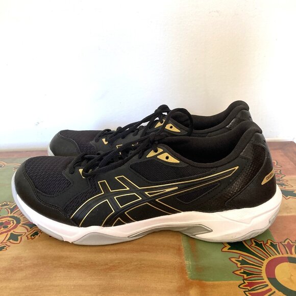 ASICS Other - ASICS Gel Rocket 10, Men’s Sz 10.5, Black Gold Court Shoes Volleyball Pickleball